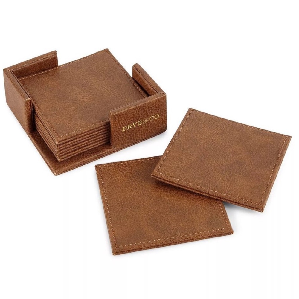 Frye and Co. Vegan Leather in Vintage cognac Coasters - Picture 5 of 6